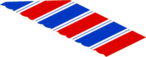 Sticker  2.6 x  7 with White/Red/Blue Stripes - Left