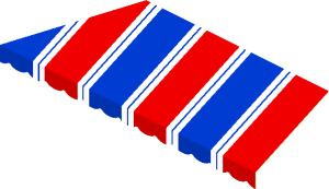 Sticker  2.6 x  7 with White/Red/Blue Stripes - Left (Formed)