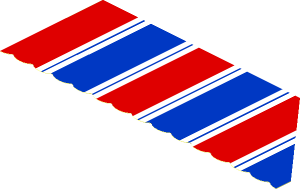 Sticker  2.6 x  7 with White/Red/Blue Stripes - Right