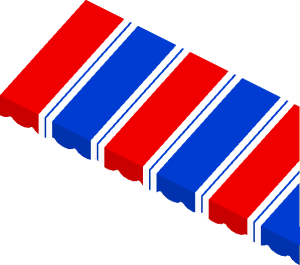 Sticker  2.6 x  7 with White/Red/Blue Stripes - Right (Formed)