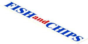Sticker  1.1 x  7.9 with "FISH and CHIPS" on White Background