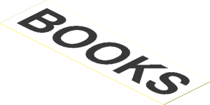 Sticker  1.1 x  3.9 with Black "BOOKS" on White Background