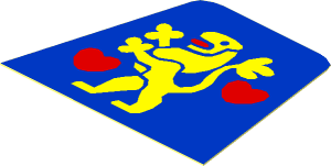 Sticker Minifig Torso with Yellow Standing Lion and Two Hearts