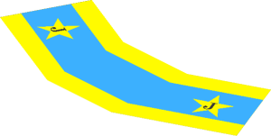 Sticker Funnel  3.3 x  7.5 Blue with Yellow Stripes and Star