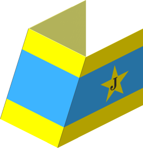 Sticker Funnel Blue with Yellow Stripes and Star (Formed for Slope Brick 65 2 x 2 x 2)