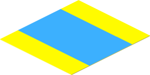 Sticker  2.2 x  2.0 Light Blue with Yellow Stripes on Top and Bottom