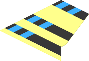 Sticker  2.6 x  2.6 Double Trapezoid with Black and Light Blue Stripes (Right Side)