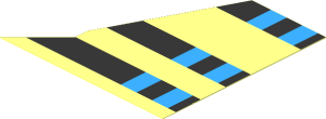 Sticker  2.6 x  2.6 Double Trapezoid with Black and Light Blue Stripes (Left Side)