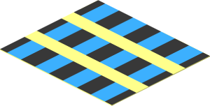 Sticker  1.8 x  2.0 with Three Rows of Black and Light Blue Squares