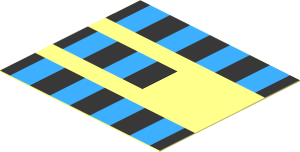Sticker  1.8 x  2.0 with Two and a Half Rows of Black and Light Blue Squares