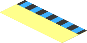 Sticker  1.2 x  3.0 with One Upper Row of Black and Light Blue Squares