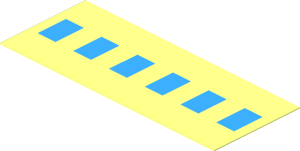 Sticker  1.2 x  3.0 with One Centred Row of Light Blue Squares