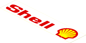 Sticker  1.7 x  7.5 with "Shell" and Shell Logo 1971