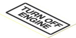 Sticker  1.1 x  1.9 with Black "TURN OFF ENGINE" and Border