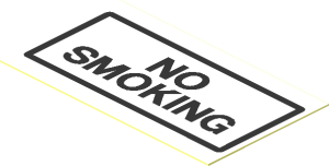 Sticker  1.1 x  1.9 with Black "NO SMOKING" and Border on White Background