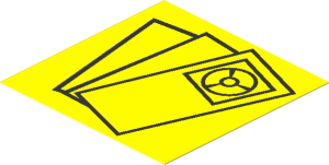 Sticker  1.9 x  1.9 with Tickets on Yellow Background