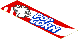 Sticker  1.1 x  3.9 with "POP CORN" and Bag