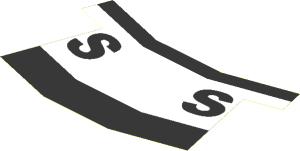 Sticker Funnel  4.1 x  6.3 Black with White Stripe and "S" Logo