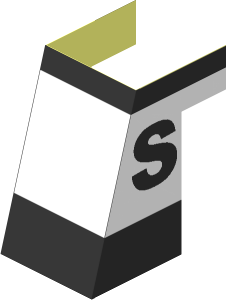 Sticker Funnel Black with White Stripe and "S" Logo (Formed for Slope Brick 75   2 x  2 x  3)