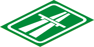 Sticker  3.5 x  2.6 with White Motorway Logo on Green Background