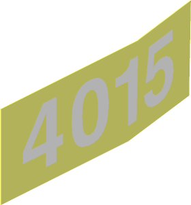 Sticker  1.1 x  2.9 with White "4015" on Transparent Background (Formed for Boat Stern Left Side)
