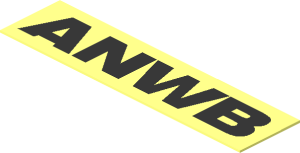 Sticker  0.4 x  1.6 with Black "ANWB" on Transparent Background