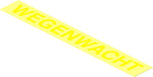 Sticker  1.1 x  7.9 with Yellow "WEGENWACHT" on Transparent Background