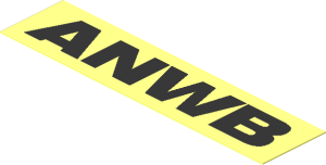 Sticker  0.7 x  2.9 with Black "ANWB" on Transparent Background