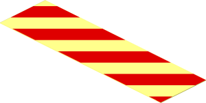 Sticker  1.1 x  3.9 with Red Danger Stripes on Transparent Background
