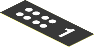 Sticker  0.7 x  1.9 with White Dots and Number 1 on Black Background