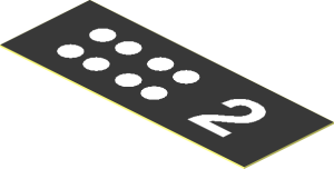 Sticker  0.7 x  1.9 with White Dots and Number 2 on Black Background