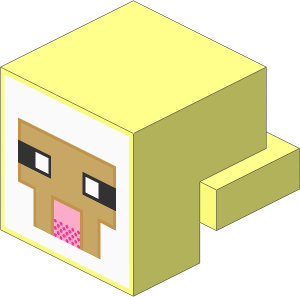 Plate  1 x  2 with Cube with Minecraft Sheep Pattern