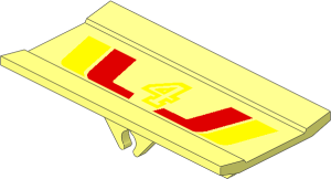 Hinge  6 x  3 Radar with Yellow "4" and Red/Yellow Stripes Pattern