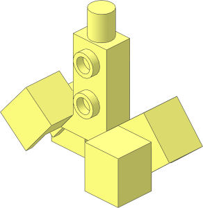 Minifig Torso with Two Studs on Two Opposite Sides and Cuboid Feet