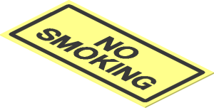 Sticker  0.9 x  1.9 with Black "NO SMOKING" and Border