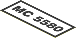 Sticker  1.1 x  2.9 with Black "MC 5580" on White Background and Black Border