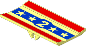 Hinge  6 x  3 Radar with Red and Blue Stripes with White "2" and Stars Pattern