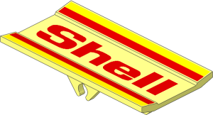 Hinge  6 x  3 Radar with Red and Yellow Stripes and Red "Shell" Pattern