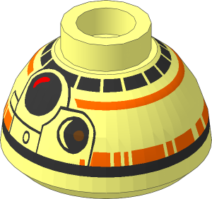 Brick Round  1.4 x  1.4 x  0.667 Dome Top with SW BB-8 Droid Head with Large Photoreceptor Pattern
