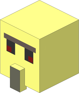 Minifig Head Cuboid with Raised Rectangle with Minecraft Iron Golem Pattern