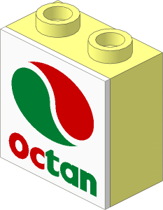 Electric Light & Sound Brick  1 x  2 x  1.667 with Milky White Clip-On Plate with Octan Logo Pattern