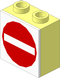 Electric Light & Sound Brick  1 x  2 x  1.667 with Milky White Clip-On Plate with No Entry Pattern