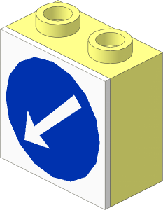 Electric Light & Sound Brick  1 x  2 x  1.667 with Milky White Clip-On Plate with Blue Circle and White Arrow Pattern