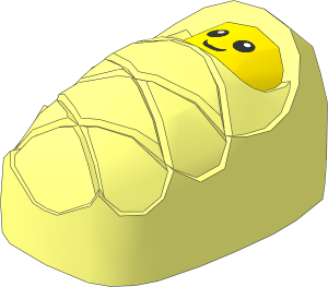 Minifig Bundled Baby with Stud Holder on Back with Yellow Smiling Face and Small Eyes Pattern