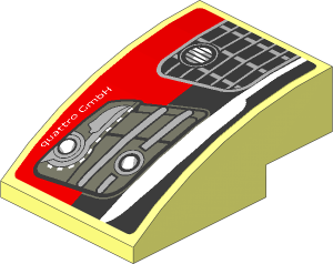 Slope Brick Curved  3 x  2 with Headlamp and Front Bumper on Black Background Right Sticker