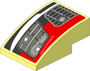 Slope Brick Curved  3 x  2 with Headlamp and Front Bumper on Black Background Left Sticker