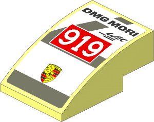 Slope Brick Curved  3 x  2 with Black Stripe on White Background Sticker