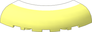 Brick  5 x  5 x  1 Corner Round with Curved Top with White Stripe Pattern