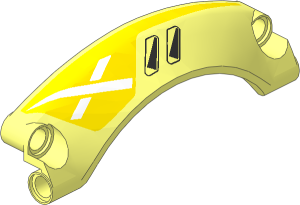 Technic Panel  9 x  2 x  3 Mudguard Arched with Rounded Top #42 with White X on Yellow Background and Silver Vents Left Pattern