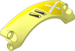 Technic Panel  9 x  2 x  3 Mudguard Arched with Rounded Top #42 with White X on Yellow Background and Silver Vents Right Pattern
